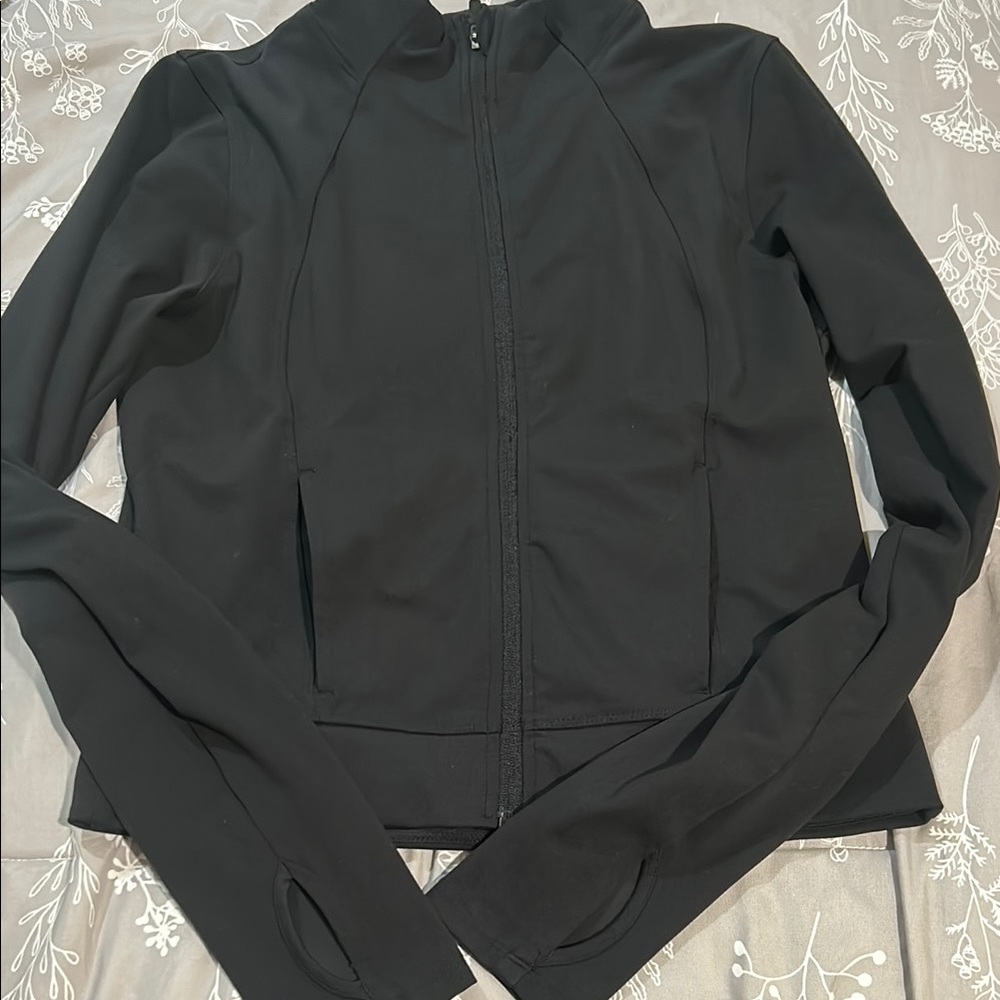Yogalicious Black Bomber Jacket with High Collar and Thumb Holes